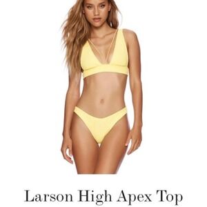 Beach Bunny Larson High Apex Yellow Bikini Top - Strappy Designer Swimwear XXL
